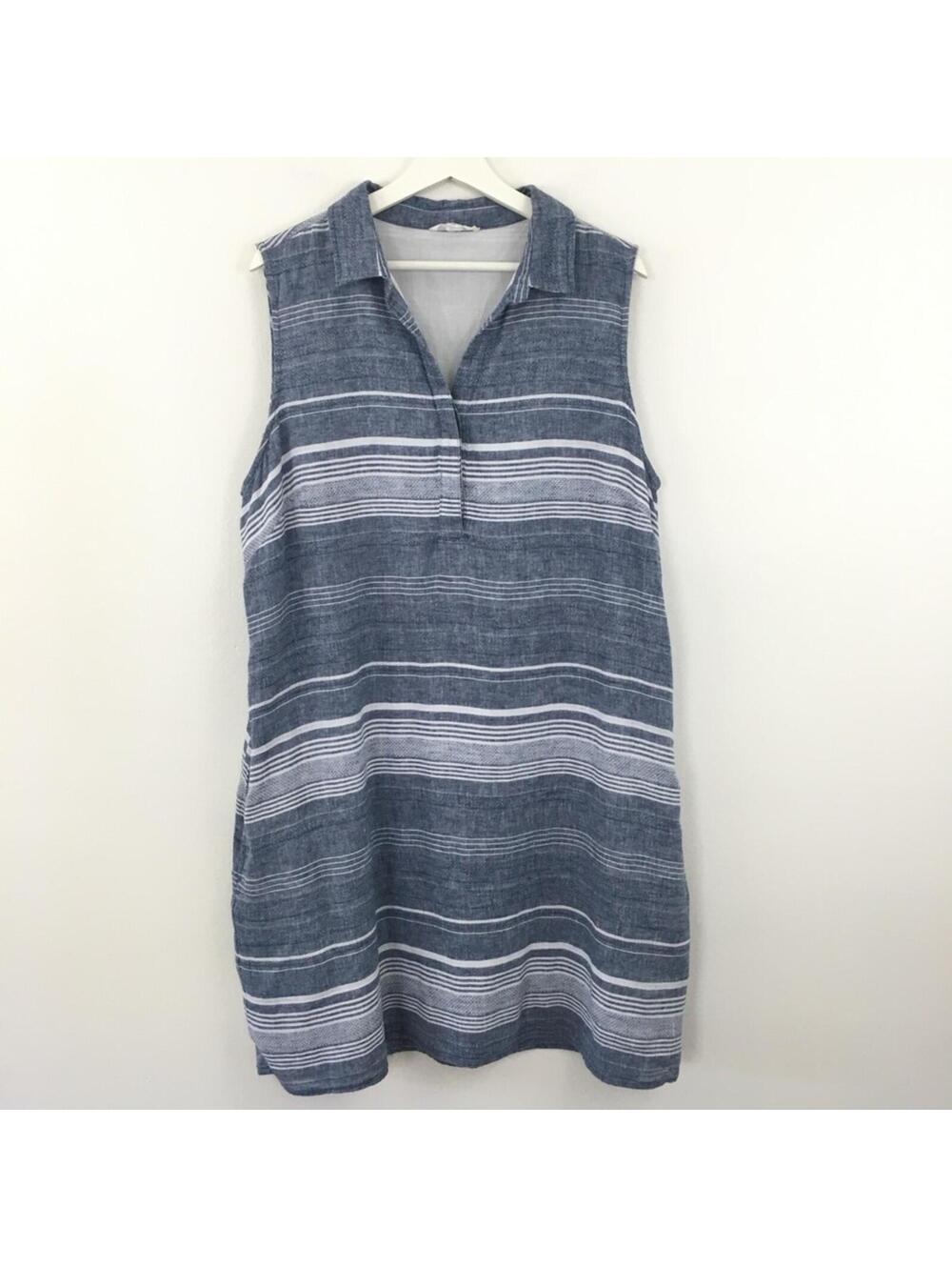 BeachLunchLounge Women’s Linen Blend Sleeveless Striped Dress Size XL